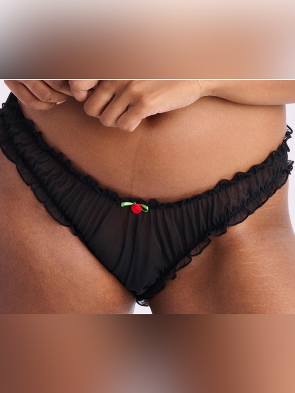Medium Parade Sheer Black Ruffled Bikini Bottom